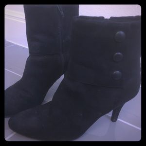 Black Faux Suede Zip Ankle Boots